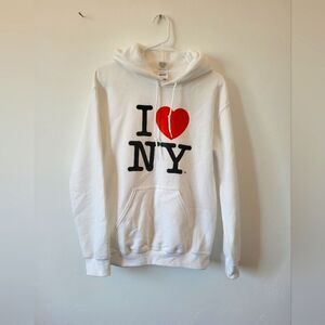 I ♡ NY Hoodie Sweatshirt White Small New York Souvenir Cozy Bronx Sporty Streets
